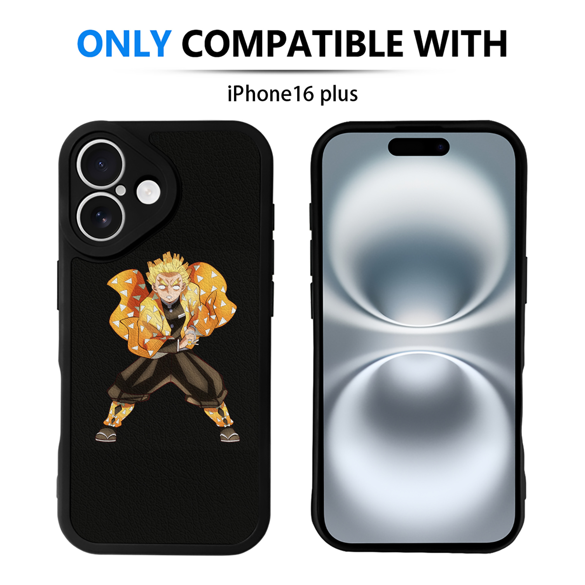 （画像用） 鬼滅の刃（きめつのやいば）我妻 善逸／あがつま ぜんいつ Agatsuma Zenitsu 【iPhone 16シリーズ対応】シリコンスマホケース（レザー調） 材質：シリコン